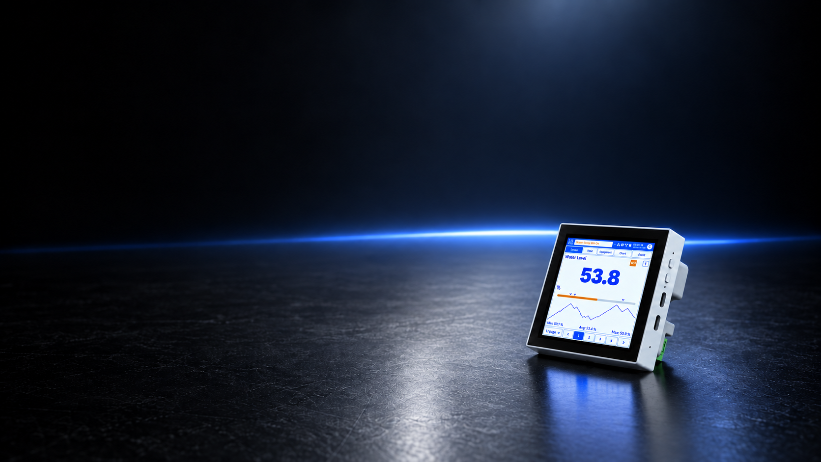 OctaEdge industrial edge controller grounded on a dark studio surface